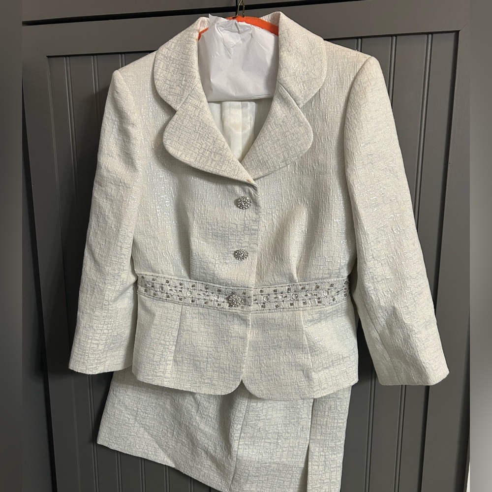 Pageant Suit, minor stain selling for cheap due to small stain.